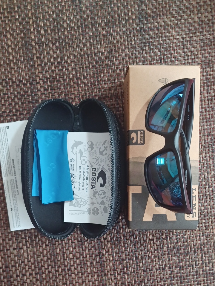 Costa Faintail Polarized Sunglasses With Black Frame & Glass Blue Mirror Lenses